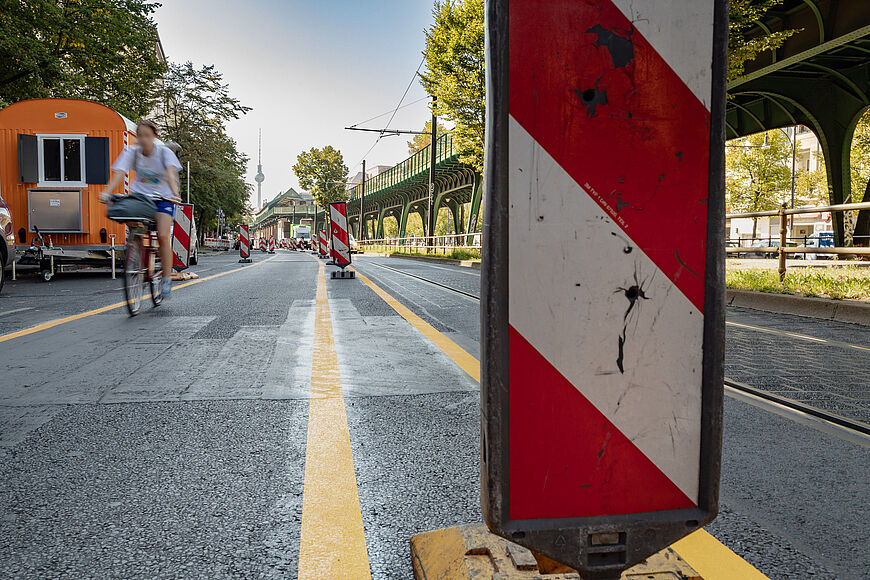 Baustellenverkehrsführung in der Schönhauser Allee