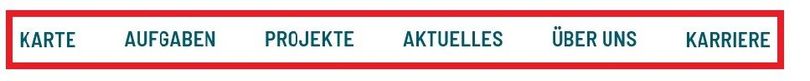 Screenshot von der Menü-Leiste auf der Website von infraVelo