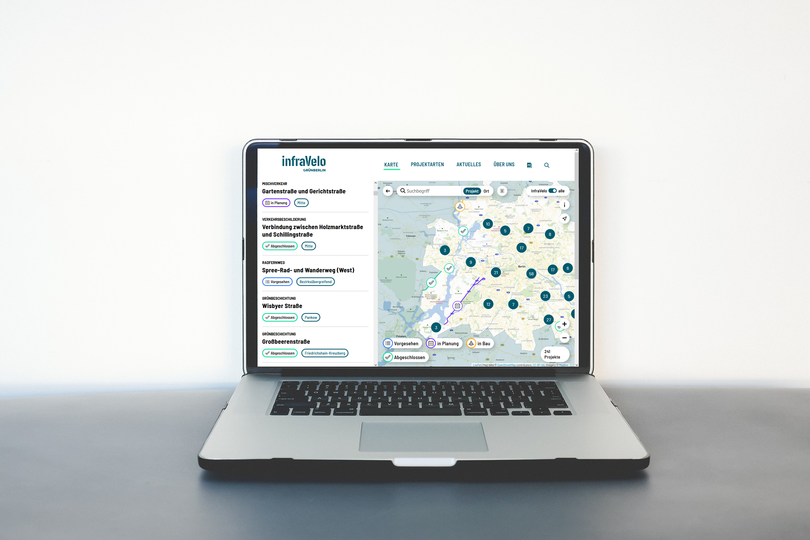 Projektkarte infraVelo auf Laptop