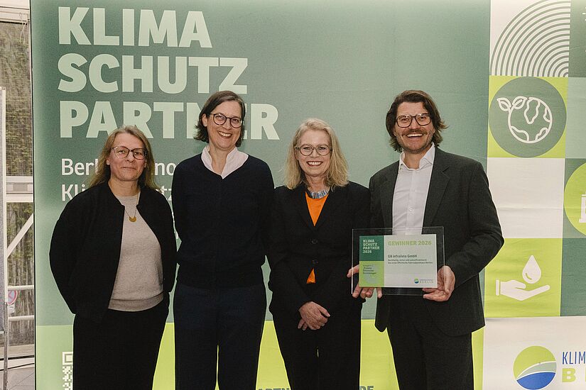 Gruppenbild des infraVelo-Teams mit Senatorin Bonde