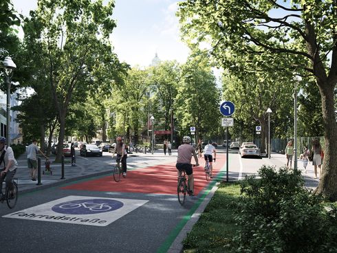 Visualisierung einer Fahrradstraße auf der geplanten Route der RSV 3