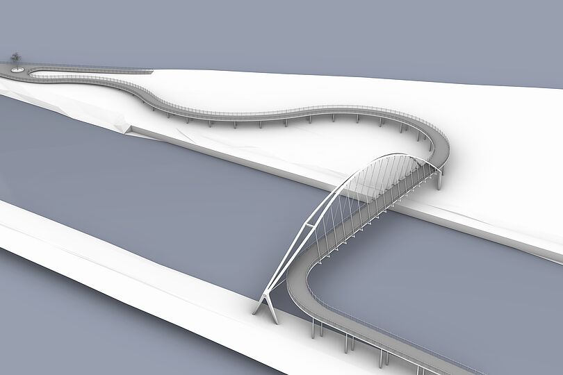 Visualisierung der Fuß- und Radwegbrücke über die Spree.
