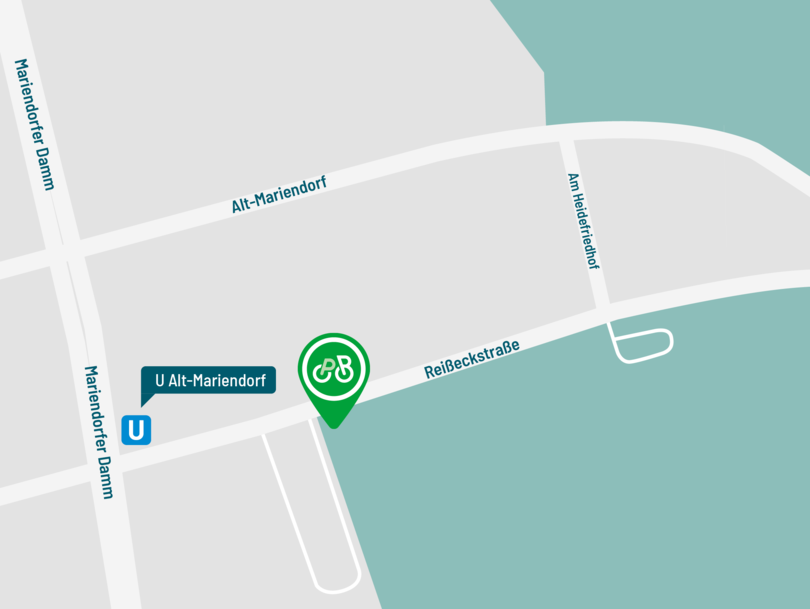 Karte mit dem Standort der Anlage östlich vom Bahnhof Alt-Mariendorf