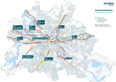 Karte der Berliner Radschnellverbindungen