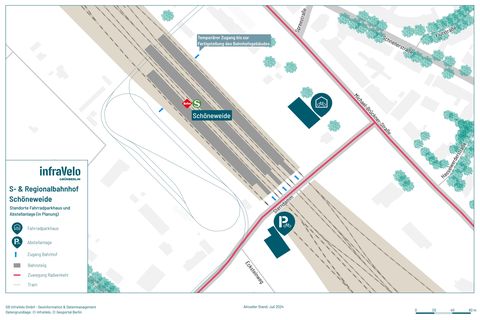 Karte vom Standort des geplanten Fahrradparkhauses am Bahnhof Schöneweide