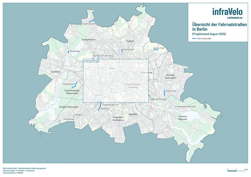 Karte Übersicht Fahrradstraßen in Berlin
