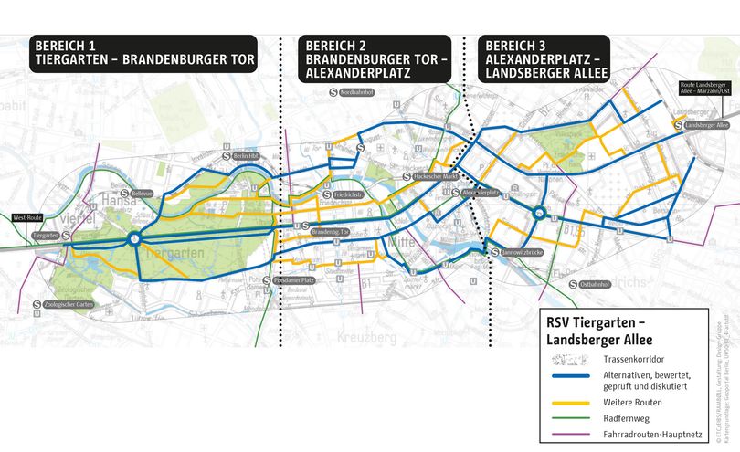 Routenbereiche westlicher Abschnitt Radschnellverbindung Ost-Route