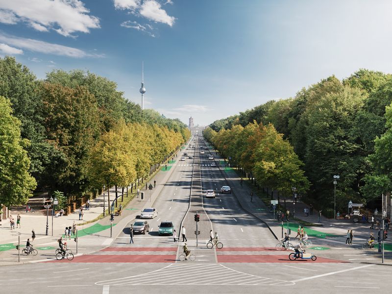 Visualisierung der geplanten Radschnellverbindung entlang der Straße des 17. Juni