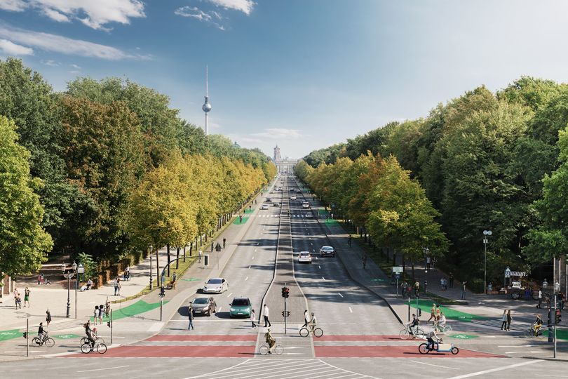 Visualisierung der geplanten Radschnellverbindung auf der Straße des 17. Juni