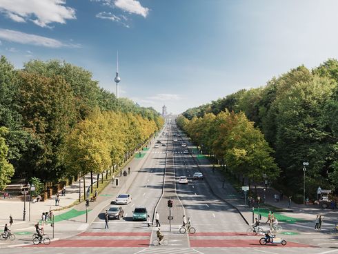 Visualisierung der geplanten Radschnellverbindung Ost-West-Route auf der Straße des 17. Juni