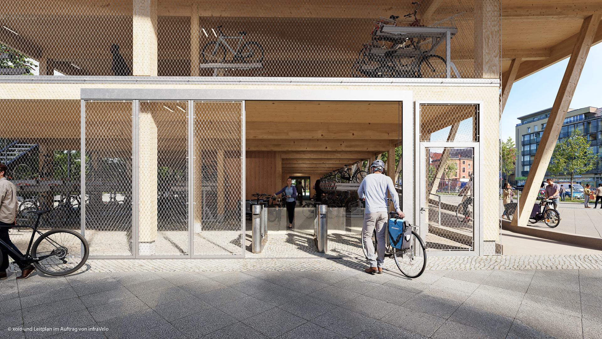 Visualisierung eines Eingangsbereichs eines Fahrradparkhauses