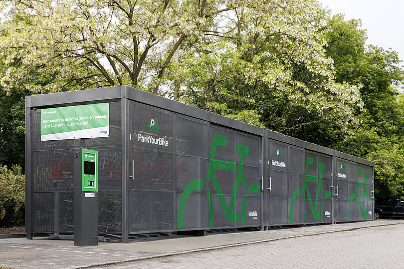 gesicherte Sammelschließanlage für Fahrräder