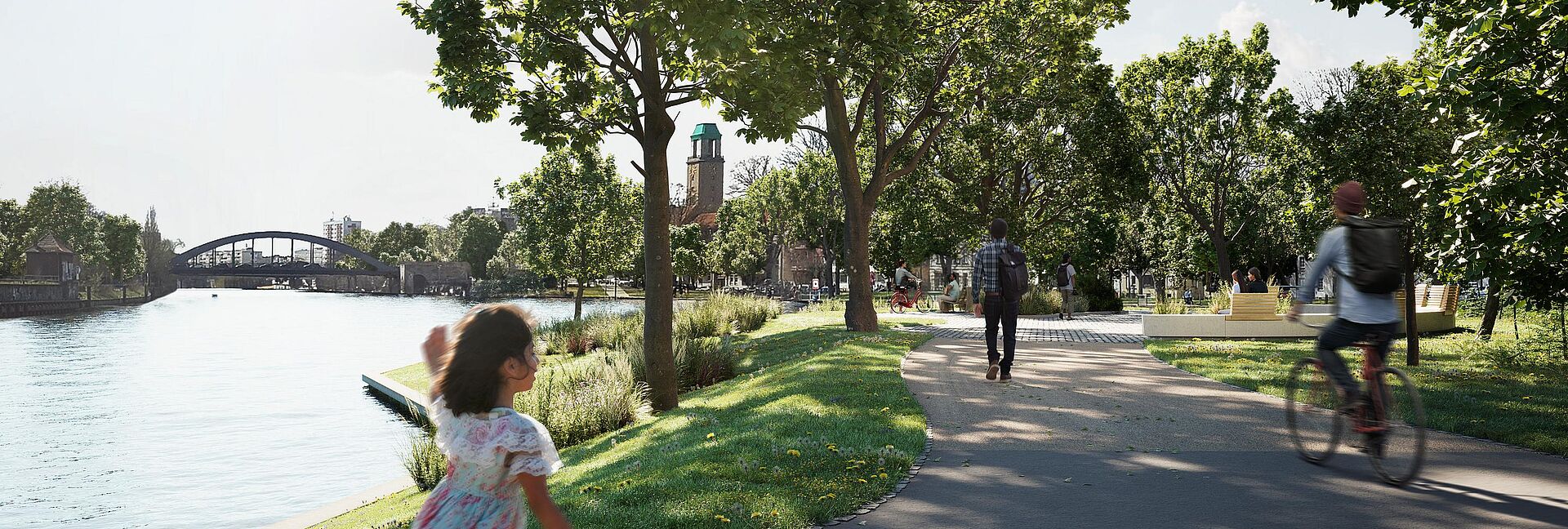 Visualisierung vom Spandauer Horn am Spree-Rad- und Wanderweg