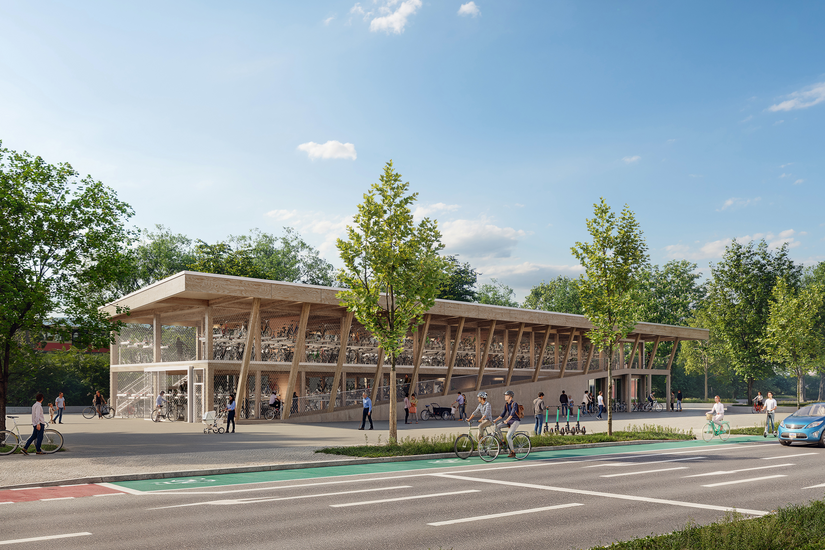 Visualisierung vom geplanten Fahrradparkhaus Schöneweide