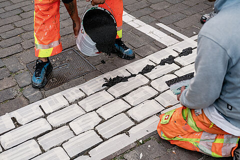 Verfugen Kopfsteinpflaster Hufelandstraße 
