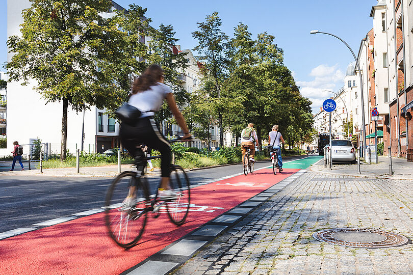 Radstreifen mit roter und grüner Beschichtung