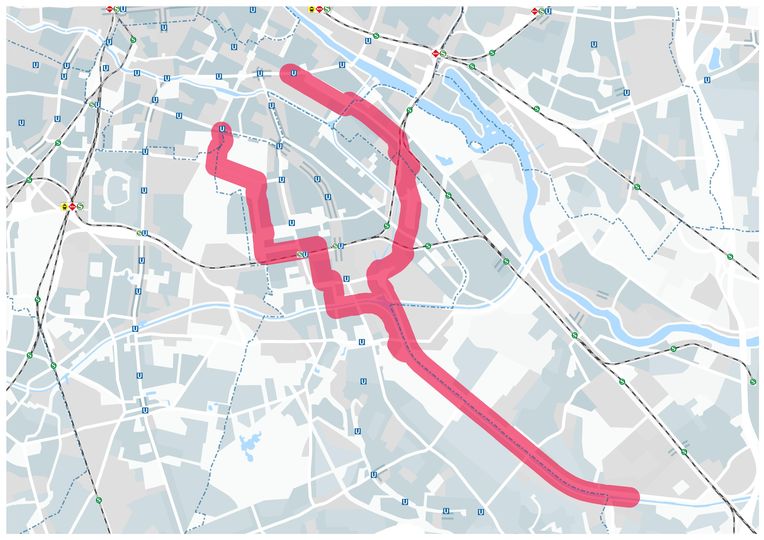 Kartenausschnitt mit Trassenkorridor der RSV Y-Trasse