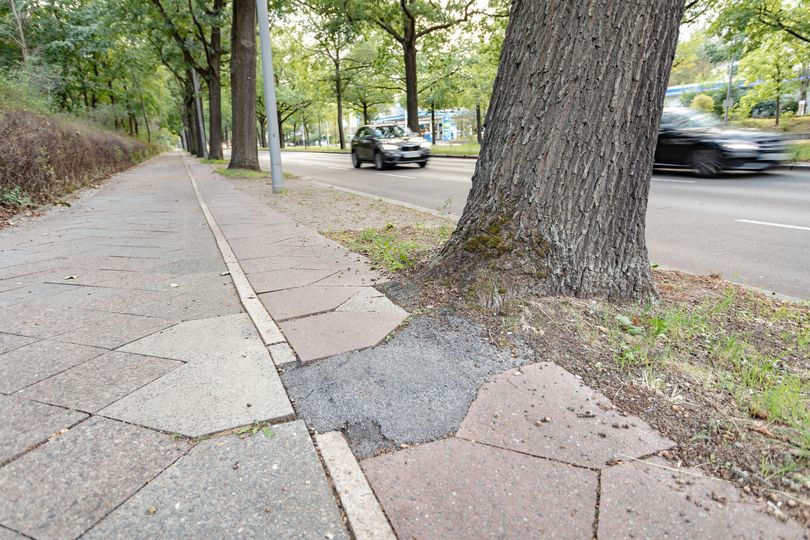 Radweg mit Beschädigung