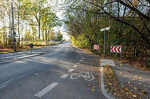 Fahrradweg mit Fahrrad-Icon Wernsdorfer Straße