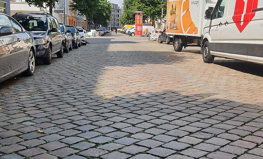 Nahaufnahme einer Kopfsteinpflaster-Straße
