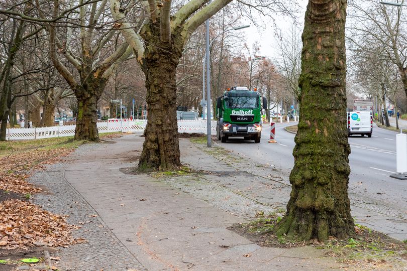 Baustelle auf Geh- und Radweg Roedernallee