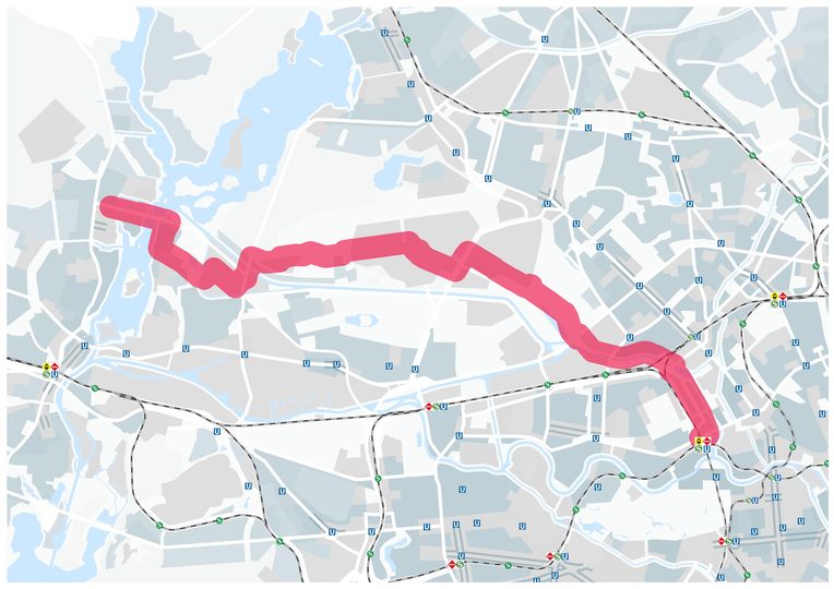 Kartenausschnitt Berlin mit Trassenkorridor RSV Mitte-Tegel-Spandau