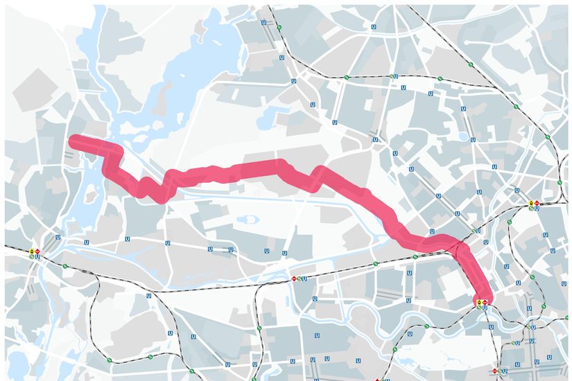Kartenausschnitt Berlin mit Trassenkorridor RSV Mitte-Tegel-Spandau