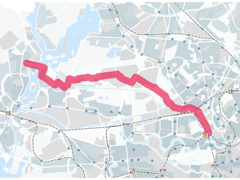 Kartenausschnitt Berlin mit Trassenkorridor RSV Mitte-Tegel-Spandau