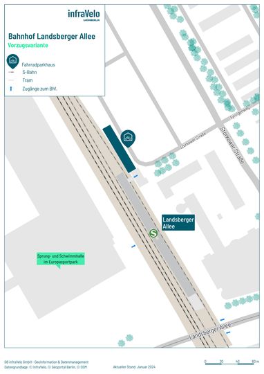 Karte Vorzugsvariante Fahrradparkhaus Landsberger Allee