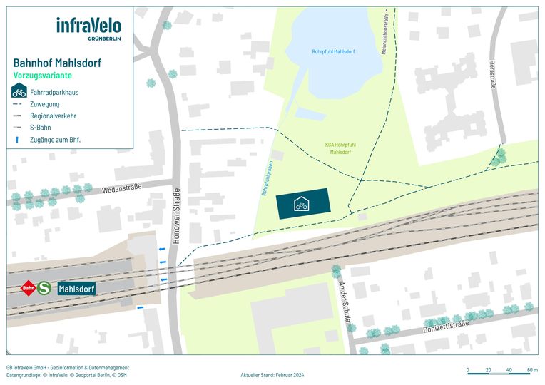 Karte Vorzugsvariante Fahrradparkhaus Mahlsdorf