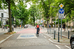 Belebte Fahrradstraße Handjerystraße Berlin