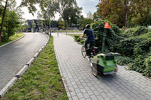 Radfahrer fährt auf Radweg
