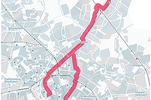 Kartenausschnitt Berlin mit Trassenkorridor RSV Panke-Trail