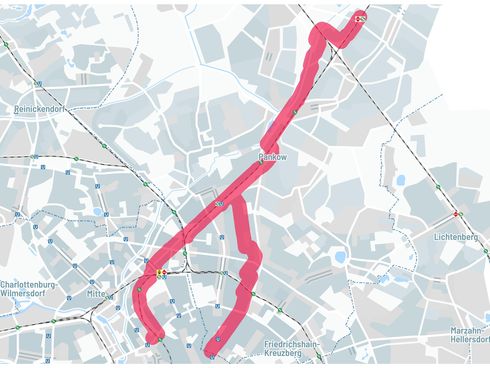 Kartenausschnitt Berlin mit Trassenkorridor RSV Panke-Trail