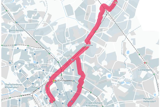 Kartenausschnitt Berlin mit Trassenkorridor RSV Panke-Trail