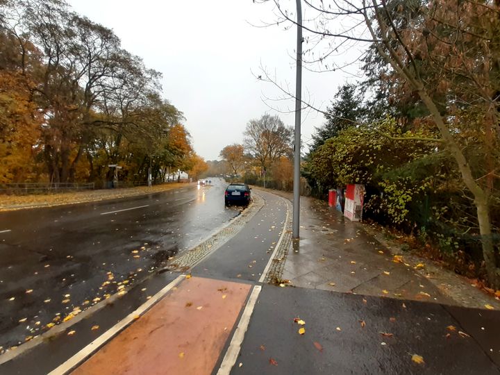 Abschnitt Radweg Wernsdorfer Straße bei Regen