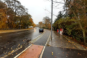 Abschnitt Radweg Wernsdorfer Straße bei Regen