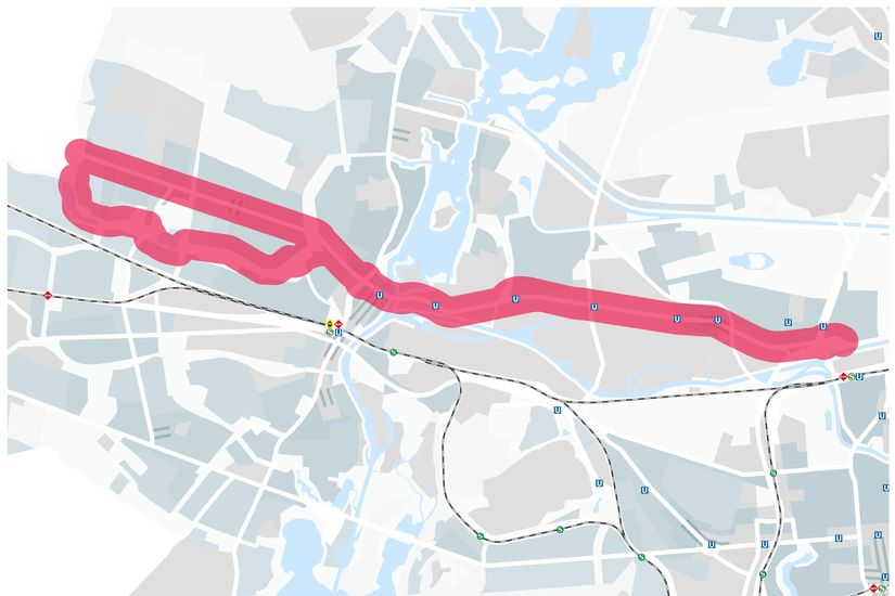 Kartenausschnitt Berlin mit Trassenkorridor RSV Nonnendammallee