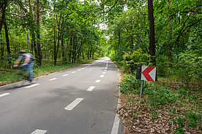 Radfahrer auf Straße zum Müggelhorst